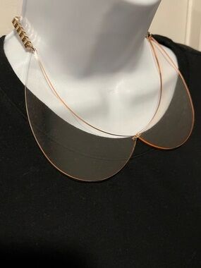 Clear Pink Peter Pan Collar Bib Necklace with Gold Tone Chain